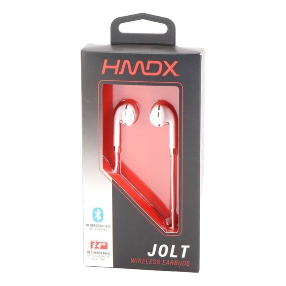 HMDX Jolt Wireless Earbuds White Bluetooth 4.0 Hands Free Rechargeable New - Picture 1 of 3